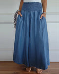 Damen Weite Hose Sommer Raffung Elegant Komfort – Malessa