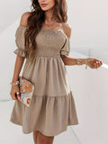 Schulterfreies Sommerkleid mit Trapezsaum – Julina