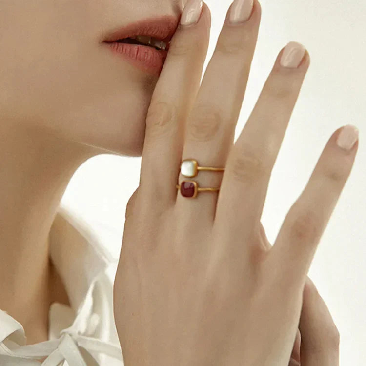 Vergoldeter Emaille-Ring aus Sterlingsilber – Marisa