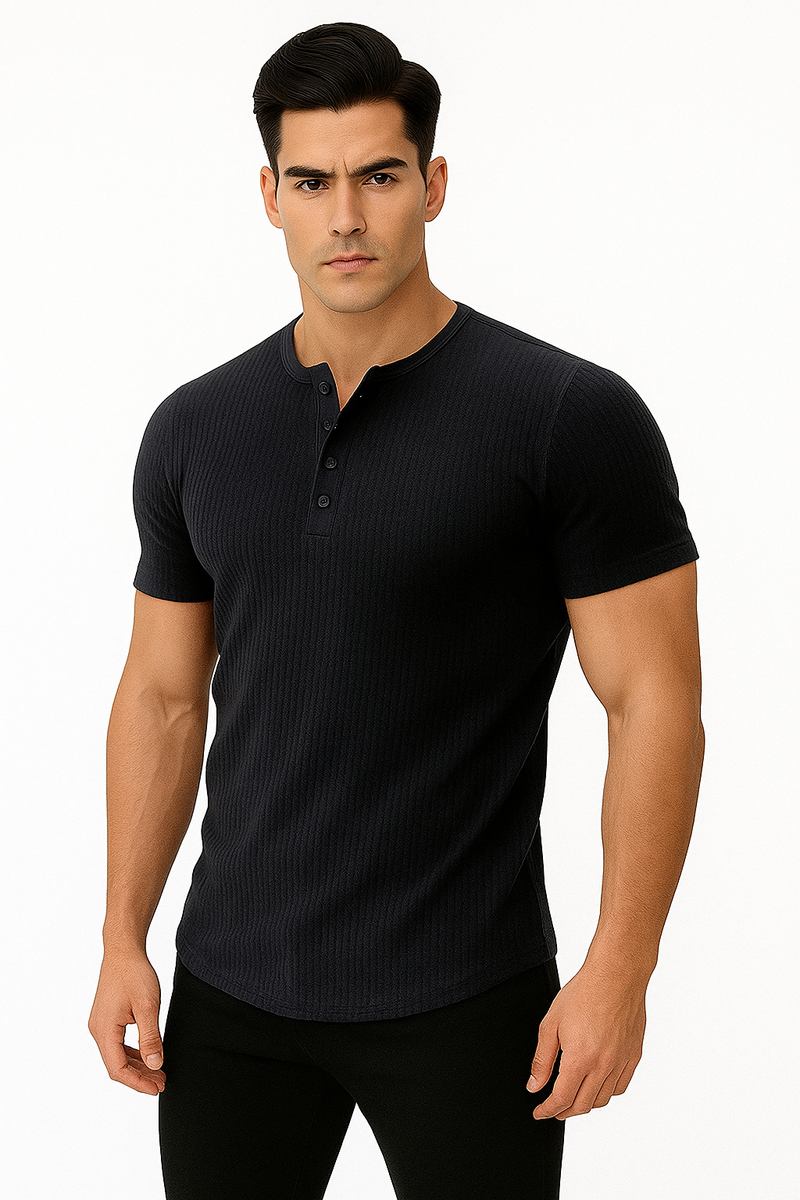 Henley Shirt Herren Kurzarm – Elegant & Bequem - Silvano