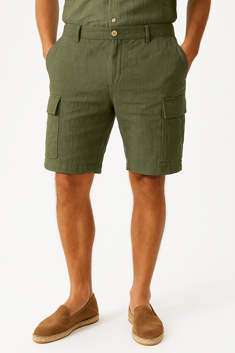 Leinenshorts Herren Weiß Sommerlook leicht – Matteo