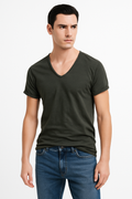 Herren Slim Fit Freizeithemd V-Ausschnitt Elegant – Elvon