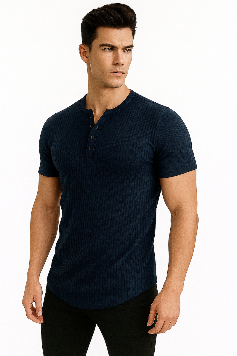 Henley Shirt Herren Kurzarm – Elegant & Bequem - Silvano