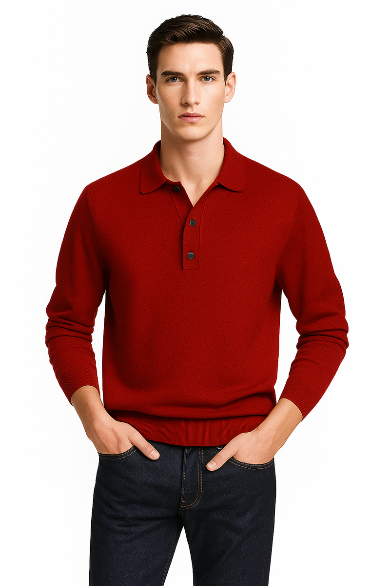 Langarm-Poloshirt für Herren mit weichem Stoff – Kai