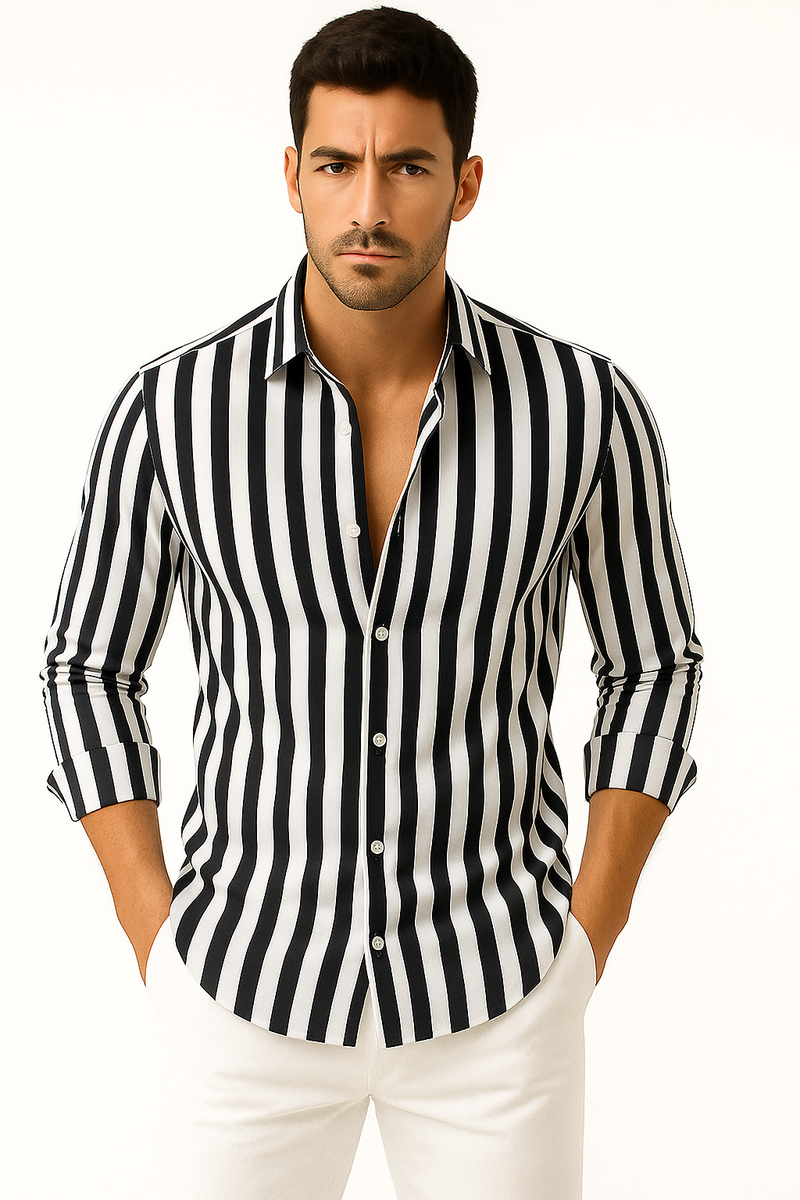 Herren Sommerhemd mit Streifen und schlankem Schnitt – Roald