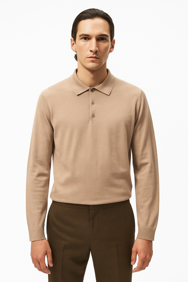 Langarm-Polo aus Kaschmir und Merinowolle – Thomas