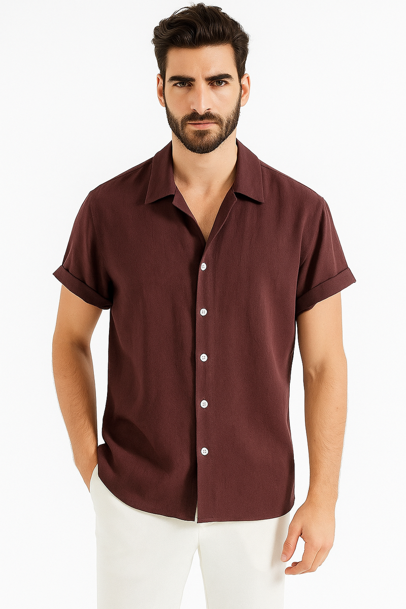 Herren-Leinenhemd mit Knopfleiste und hohem Tragekomfort – Velarmo