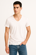 Herren Slim Fit Freizeithemd V-Ausschnitt Elegant – Elvon