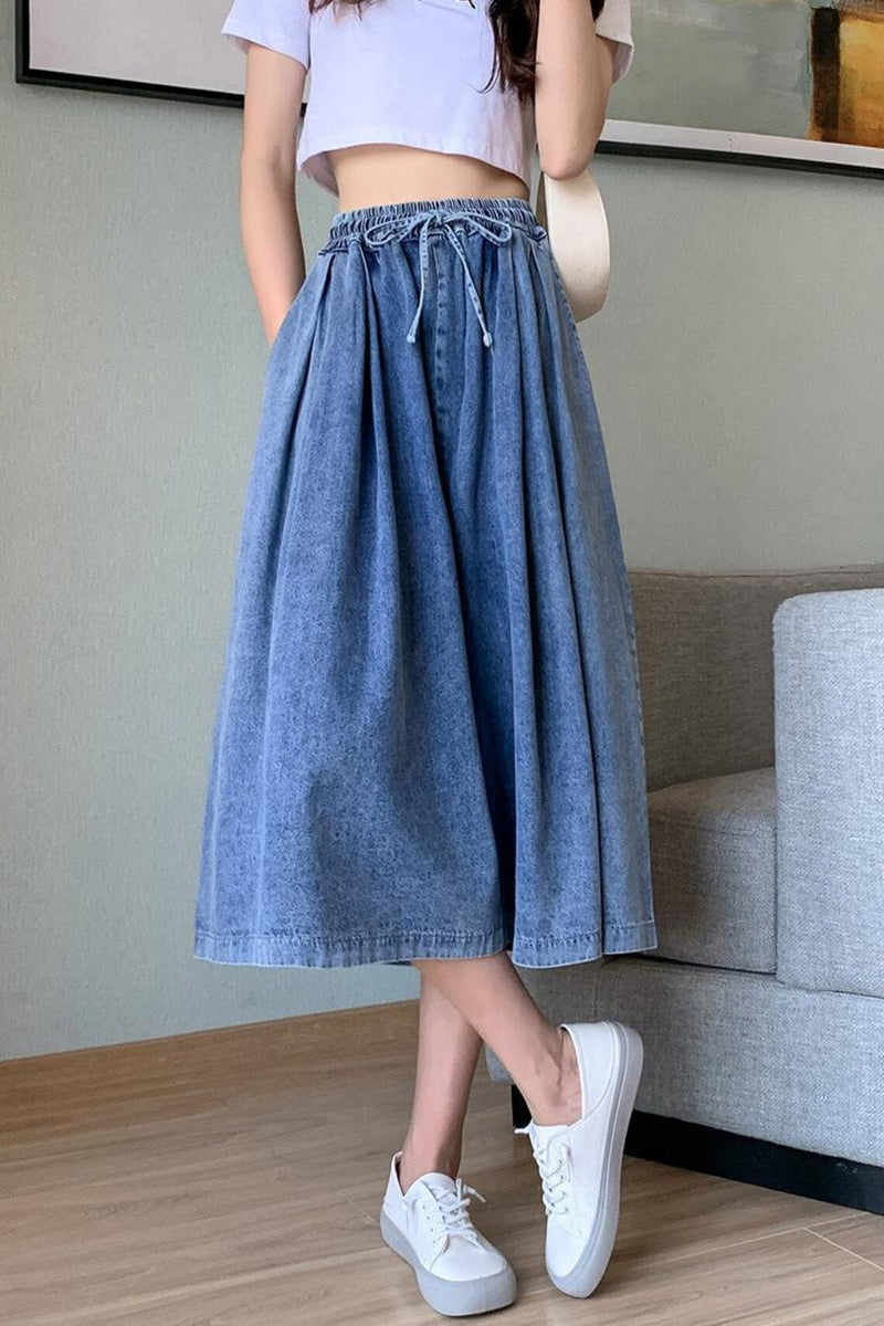 Denim-Rockhose High Waist Weites Bein Plus Size – Elina