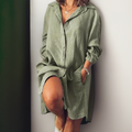Baumwoll Leinen Kleid Damen midi luftig – Clara