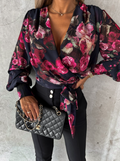 Elegante V-Ausschnitt Bluse mit Puffärmeln - Mireille