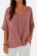 Plus-Size Bluse Damen V-Ausschnitt Knöpfe – Marina