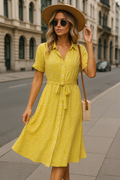 Boho Midi-Kleid mit Knöpfen & Blumenmuster – Elara