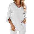 Sommerbluse Damen V-Ausschnitt Locker Leicht – Clara