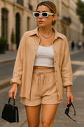 Strahlendes Sommer Langarmshirt und Shorts Set - Emilia