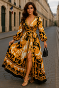 Luftiges Wickelkleid mit Schlitz & Boho-Print – Lisa