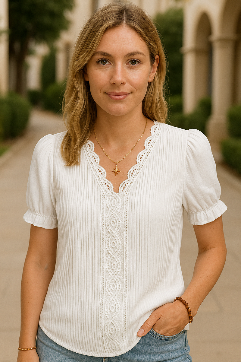 Leichte Sommerbluse Damen Atmungsaktiv Elegant Kurzarm – Victoria