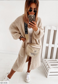 Lange Strickjacke mit Taschen für Damen – Nora