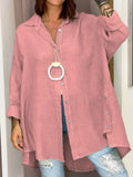 Damen Hemd Oversized Button-Down Leinen Look – Mia