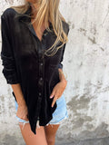 Elegante Damenbluse aus Samt mit langen Ärmeln – Victoria