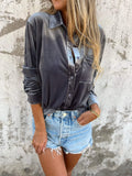 Samtbluse Damen Elegant Zeitlos Langarm – Victoria