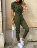 Luftiger Damen-Jumpsuit mit Gürtel und Knöpfen – Sophia