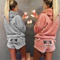 Katzenpyjama Set mit Kapuze und Shorts – Damen