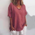 Leinenbluse Damen V-Ausschnitt Sommer Elegant – Fiorava
