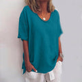 Leinenbluse Damen V-Ausschnitt Sommer Elegant – Fiorava