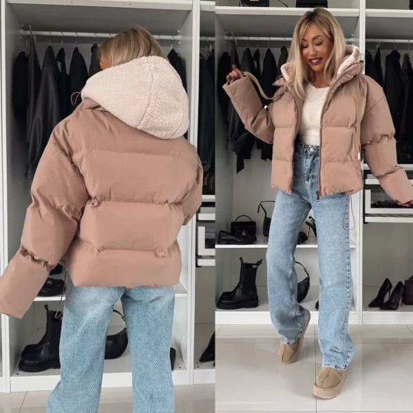 Warme leichte Winterjacke für Damen mit Kapuze – Theresia