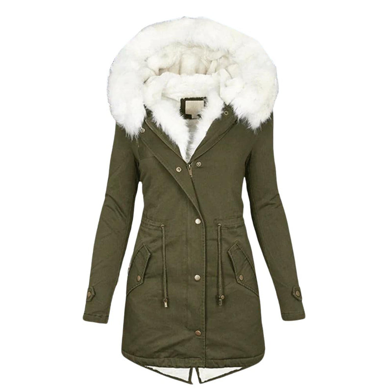 Damen Winterparka mit Kapuze und Fellfutter große Größen – Lenora