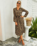 Langärmeliges Kleid Damen – Leopard Muster & Stil – Julia