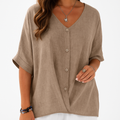 Plus-Size Bluse Damen V-Ausschnitt Knöpfe – Marina