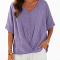 Plus-Size Bluse Damen V-Ausschnitt Knöpfe – Marina