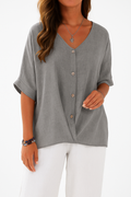 Plus-Size Bluse Damen V-Ausschnitt Knöpfe – Marina