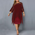 Midikleid Große Größen Elegant mit Spitze Rundhals - Clara