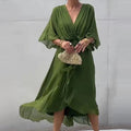 V-Ausschnitt Sommerkleid mit Taillengürtel – Leona