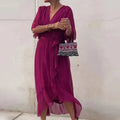 V-Ausschnitt Sommerkleid mit Taillengürtel – Leona