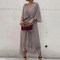V-Ausschnitt Sommerkleid mit Taillengürtel – Leona