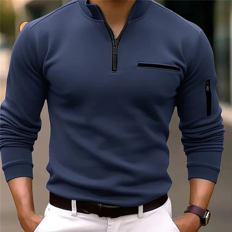 Herren-Sweater mit Viertelreißverschluss & weichem Stoff – Matteo