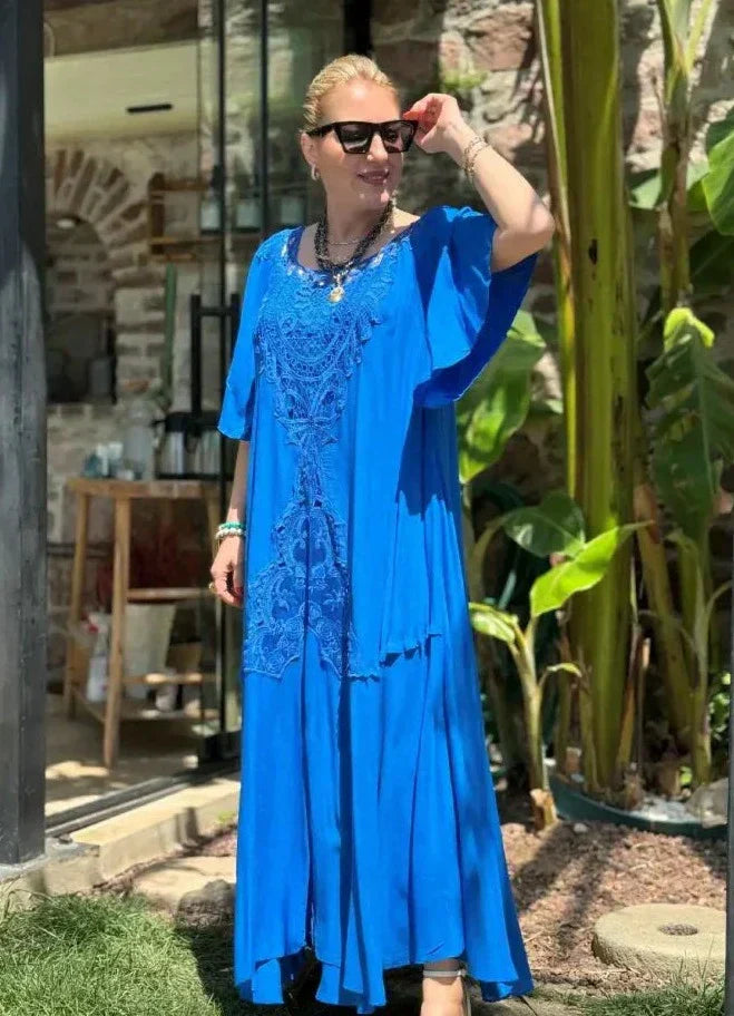 Elegantes Damenkleid mit Stickerei für Anlässe – Mirela