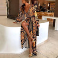 Luftiges Wickelkleid mit Schlitz & Boho-Print – Lisa