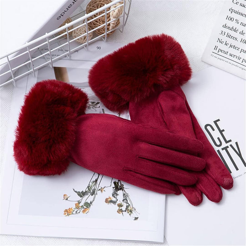 Wildleder Winterhandschuhe mit Kunstfell, warm & stilvoll – Lena