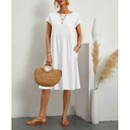 Jersey Midi-Kleid in A-Linie mit kurzen Ärmeln – Natalia