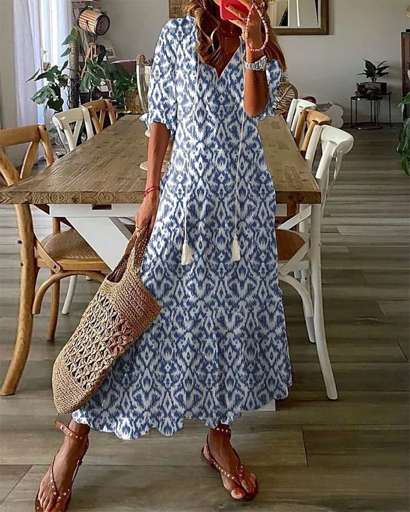 Boho Maxikleid Damen mit Bauchbedeckung Stil – Novalya