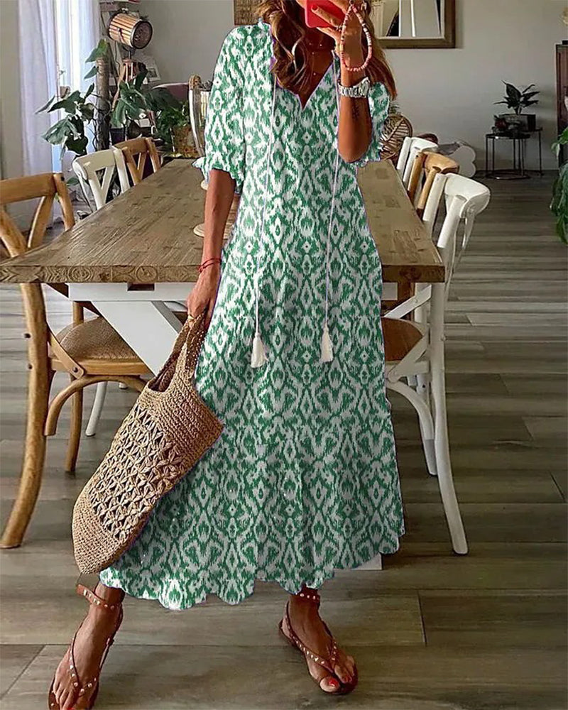 Boho Maxikleid Damen mit Bauchbedeckung Stil – Novalya