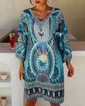 Freizeitkleid Damen Boho Sommerdruck luftig elegant – Selvara