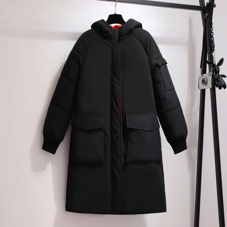 Lange wattierte Winterjacke mit Kapuze – Helena