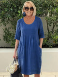 Baumwoll Tunika-Midikleid mit Taschen für Damen – Livia