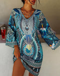 Freizeitkleid Damen Boho Sommerdruck luftig elegant – Selvara